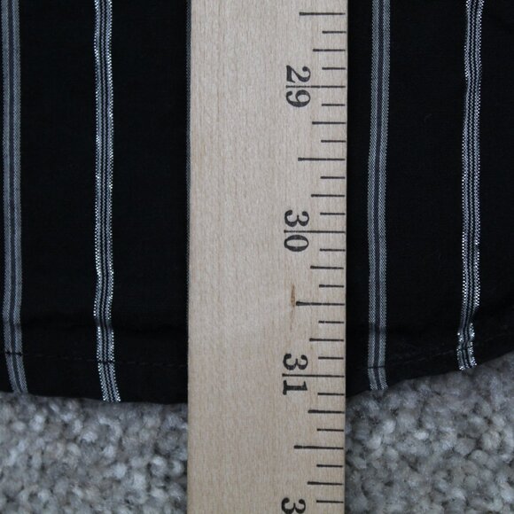 Southpole Premium Shirt Men XL Black/Silver Stripe Pearl Snap Long Sleeve Button - Picture 12 of 13